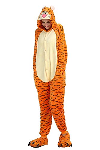 ZKomoL Pyjamas Onesies Cosplay Erwachsene Unisex Tiere Halloween Kostüm Kleid Loungewear, Tigermuster, Medium… (Tiger (Jump Tiger), M) von ZKomoL