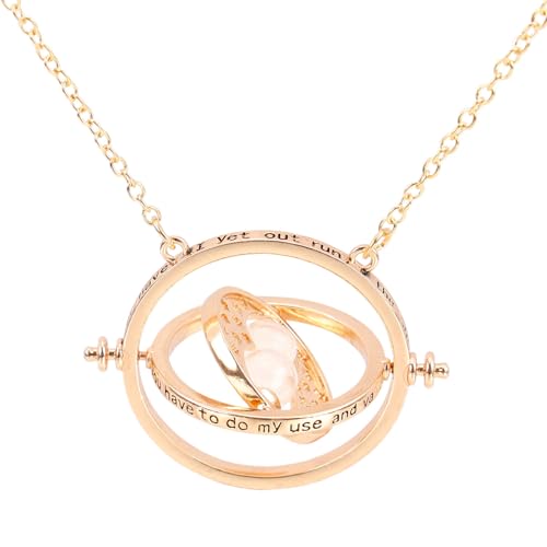 ZLESAGII Zeitumkehrer Kette Hermine mit Sanduhr Anhänger 360 Grad Halskette Gold Charme Film Liebhaber Fan-Merch Kinder Geschenk Schmuck von ZLESAGII