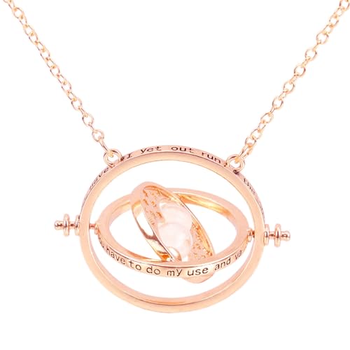 ZLESAGII Zeitumkehrer Kette Hermine mit Sanduhr Anhänger 360 Grad Halskette Gold Charme Film Liebhaber Fan-Merch Kinder Geschenk Schmuck von ZLESAGII