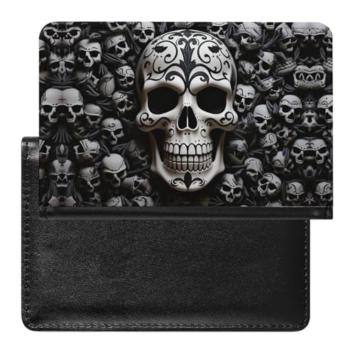 Pass- und Impfkartenhalter Schwarz-Weiß Schädel Passhalter Passpasshülle Passpassschoner Passschoner Passpassschoner Passport Wallet International Travel Schwarz-Weiß-Schädel, 5.8,, Schwarze und weiße von ZLFDSKGY