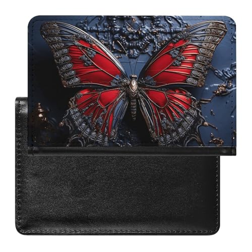 Reisepass- und Impfkartenhalter Rot Schmetterling Passpasshalter Passhülle Passpassschoner Passschutz Passpassschoner Passport Wallet International Travel Red Butterfly 5,8 × 3,9 ×, Roter von ZLFDSKGY