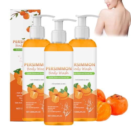 120 ml Persimmon-Duschgel – Persimmon-Duschgel zur Kontrolle von Körpergerüchen, Dusc/hgel für Frauen, natürliches Dusch/gel zur Entfernung starker Gerüche für Körper und Gesicht gegen (3 PCS) von ZLHHRZJX