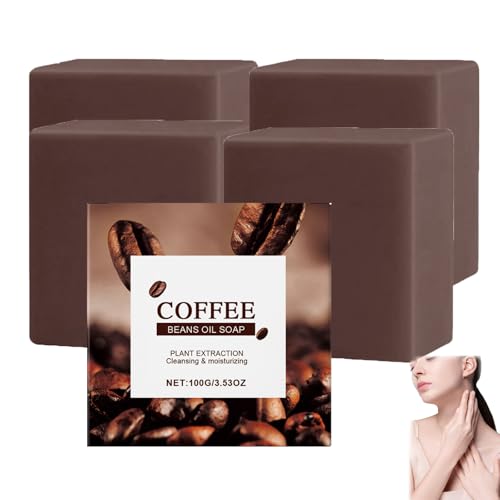 Kaffeeseife, NatüRliche Kaffeeseife FüR MäNner Und Frauen, Tiefenreinigende Und GläTtende KöRperseife, Feuchtigkeitsspendend Und Feuchtigkeitsspendend FüR Gesicht Und Haut Empfindliche Haut (4 PCS) von ZLHHRZJX