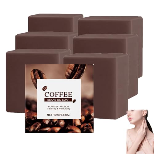 Kaffeeseife, NatüRliche Kaffeeseife FüR MäNner Und Frauen, Tiefenreinigende Und GläTtende KöRperseife, Feuchtigkeitsspendend Und Feuchtigkeitsspendend FüR Gesicht Und Haut Empfindliche Haut (6 PCS) von ZLHHRZJX