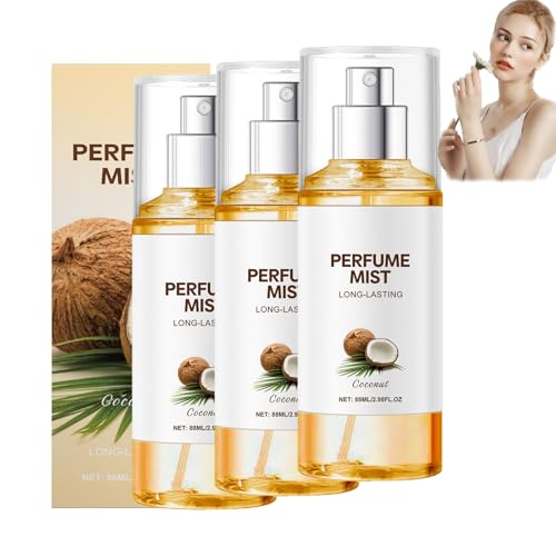 Kokosnuss-ParfüMspray FüR Damen, Kokosnuss-KöRperspray FüR Damen, Lang Anhaltender ParfüMnebel FüR Haar Und Haut, ReisegrößE Mit äTherischen öLen,Vielseitig Verwendbarer KöRper- Und Haarduft (3 PCS) von ZLHHRZJX