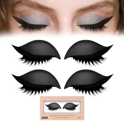 Lazy Eye Shadow Wimpernpflaster, Wiederverwendbare Lidschattenaufkleber FüR Augen-Make-Up, Bunte Wimpern-Make-Up-Aufkleber Mit Falschen Wimpern, Schatten-Eyeliner Wasserfest (2 pairs-Black) von ZLHHRZJX