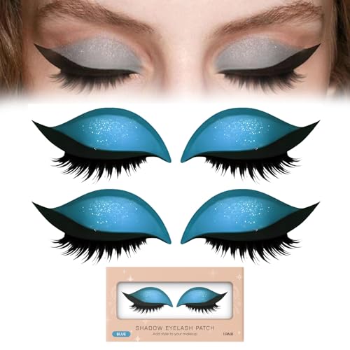 Lazy Eye Shadow Wimpernpflaster, Wiederverwendbare Lidschattenaufkleber FüR Augen-Make-Up, Bunte Wimpern-Make-Up-Aufkleber Mit Falschen Wimpern, Schatten-Eyeliner Wasserfest (2 pairs-Blue) von ZLHHRZJX