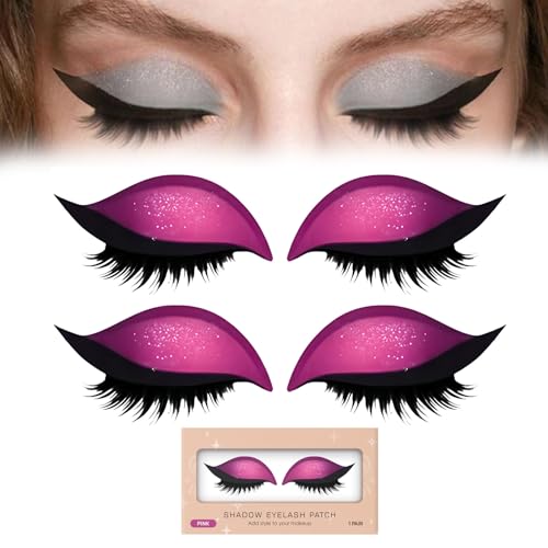 Lazy Eye Shadow Wimpernpflaster, Wiederverwendbare Lidschattenaufkleber FüR Augen-Make-Up, Bunte Wimpern-Make-Up-Aufkleber Mit Falschen Wimpern, Schatten-Eyeliner Wasserfest (2 pairs-Pink) von ZLHHRZJX