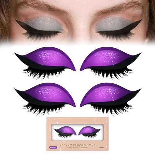 Lazy Eye Shadow Wimpernpflaster, Wiederverwendbare Lidschattenaufkleber FüR Augen-Make-Up, Bunte Wimpern-Make-Up-Aufkleber Mit Falschen Wimpern, Schatten-Eyeliner Wasserfest (2 pairs-Purple) von ZLHHRZJX