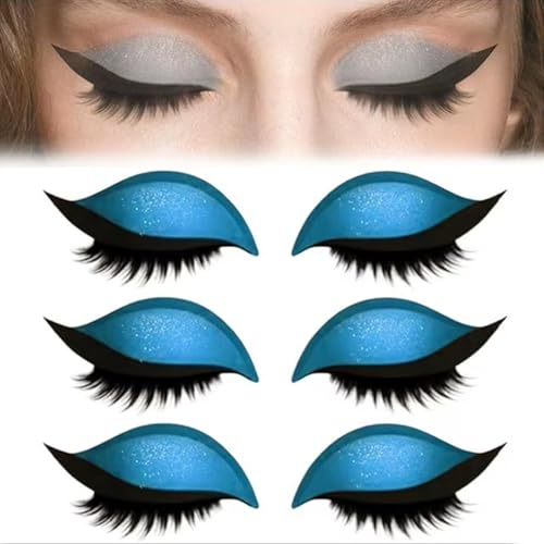 Lazy Eyeshadow Wimpernpatch,Lazy Wimpernpatch 2 In 1 3d-Lidschatten,Lidschatten-Aufkleber FüR Falsche Wimpern,Tragbare Mehrfarbige Eyeliner-Aufkleber,Wiederverwendbare Make-Up-Aufkleber (Blue*3) von ZLHHRZJX
