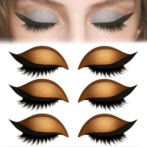 Lazy Eyeshadow Wimpernpatch,Lazy Wimpernpatch 2 In 1 3d-Lidschatten,Lidschatten-Aufkleber FüR Falsche Wimpern,Tragbare Mehrfarbige Eyeliner-Aufkleber,Wiederverwendbare Make-Up-Aufkleber (Gold*3) von ZLHHRZJX