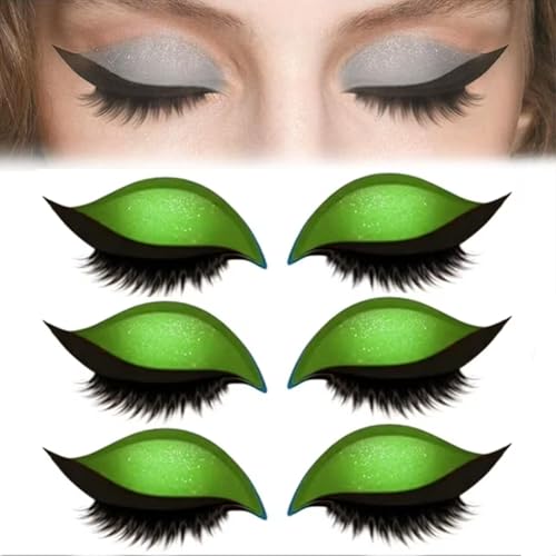 Lazy Eyeshadow Wimpernpatch,Lazy Wimpernpatch 2 In 1 3d-Lidschatten,Lidschatten-Aufkleber FüR Falsche Wimpern,Tragbare Mehrfarbige Eyeliner-Aufkleber,Wiederverwendbare Make-Up-Aufkleber (Green*3) von ZLHHRZJX