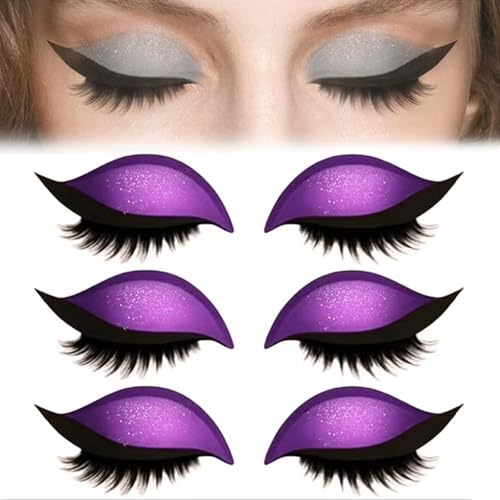 Lazy Eyeshadow Wimpernpatch,Lazy Wimpernpatch 2 In 1 3d-Lidschatten,Lidschatten-Aufkleber FüR Falsche Wimpern,Tragbare Mehrfarbige Eyeliner-Aufkleber,Wiederverwendbare Make-Up-Aufkleber (Purple*3) von ZLHHRZJX