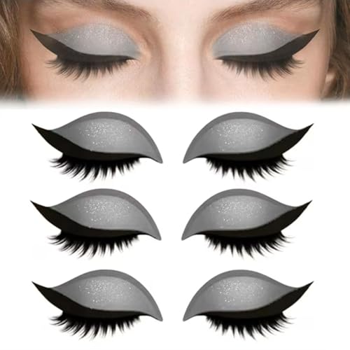 Lazy Eyeshadow Wimpernpatch,Lazy Wimpernpatch 2 In 1 3d-Lidschatten,Lidschatten-Aufkleber FüR Falsche Wimpern,Tragbare Mehrfarbige Eyeliner-Aufkleber,Wiederverwendbare Make-Up-Aufkleber (Silver*3) von ZLHHRZJX