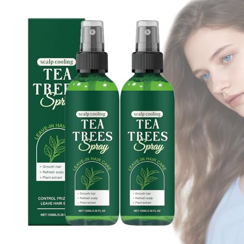 Tea Trees Care Haarspray, TeebaumöL Leave-In Conditioner Spray, Entwirrungsspray FüR Trockenes, Strapaziertes Haar, Beruhigt Trockenheit, Pflege FüR Verfilztes Haar Fettet Nicht Ohne Waschen (2 PCS) von ZLHHRZJX