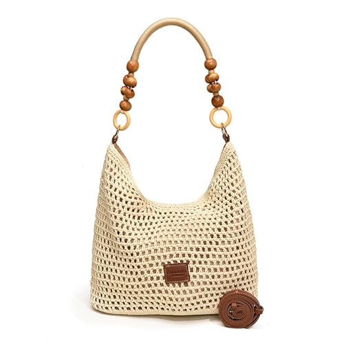 ZLHQPC Handgefertigte Strohhandtasche mit Perlengriff,Braun ZLHQPC Handgefertigte Strohhandtasche mit Perlengriff,Braun von ZLHQPC