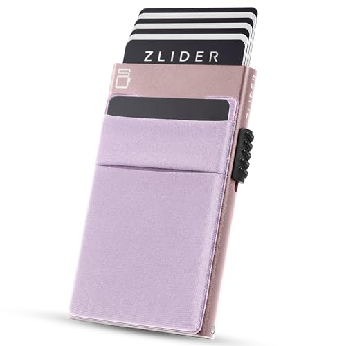 ZLIDER Kartenetui Herren mit Münzfach | Credit Card Holder Slim Wallet | Kartenhalter mit RFID Wallet | Mini Kreditkartenetui Modern aus Aluminium | Smart Portmonee Herren Damen Geldbörse roségold von ZLIDER