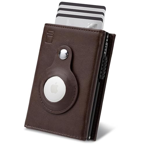 ZLIDER Portmonee Herren airtag Wallet - AirTag Geldbeutel Wallet AirTag - AirTag Portmonee Kartenetui Slim | Apple Wallet | Card Holder Portemonnaie Geldbeutel Herren (Airtaghalter, Dunkelbraun) von ZLIDER