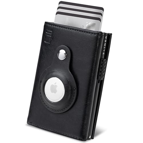 ZLIDER Portmonee Herren AirTag Wallet - Geldbeutel Kartenetui Slim | Apple Wallet | Card Holder Portemonnaie (Airtaghalter, Schwarz) von ZLIDER