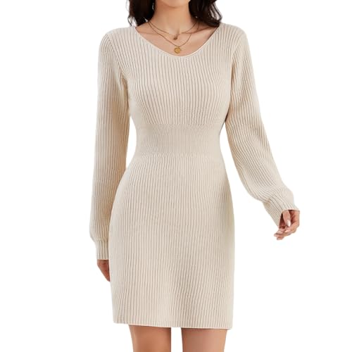 ZLIGXEA Frauen Strick Pullover Strickkleid Fall V-Ausschnitt Langarm Elegant Bodycon Winterkleid für Freizeitbekleidung Cocktail Partys Aprikose M ZLIGXEA Frauen Strick Pullover Strickkleid Fall V-Ausschnitt Langarm Elegant Bodycon Winterkleid für Freizeitbekleidung Cocktail Partys Aprikose M von ZLIGXEA