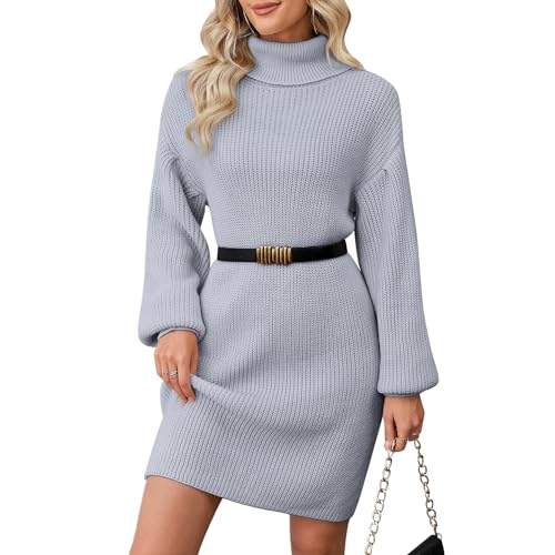 ZLIGXEA Rollkragenpullover Frauen gerippt Mutterschaft Kleid Junge Erwachsene Kleider kaltes Wetter Kleidung für Frauen niedlich Arbeit Outfits fürGrau L von ZLIGXEA
