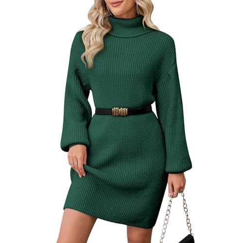ZLIGXEA Rollkragenpullover Frauen gerippt Mutterschaft Kleid Junge Erwachsene Kleider kaltes Wetter Kleidung für Frauen niedlich Arbeit Outfits für Grün L von ZLIGXEA