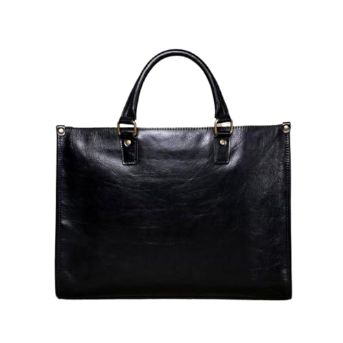 ZLKIDENG Echtes Leder Tragetaschen Herren Laptop Taschen Aktentaschen Messenger Schulter Taschen Handtaschen(Black) von ZLKIDENG
