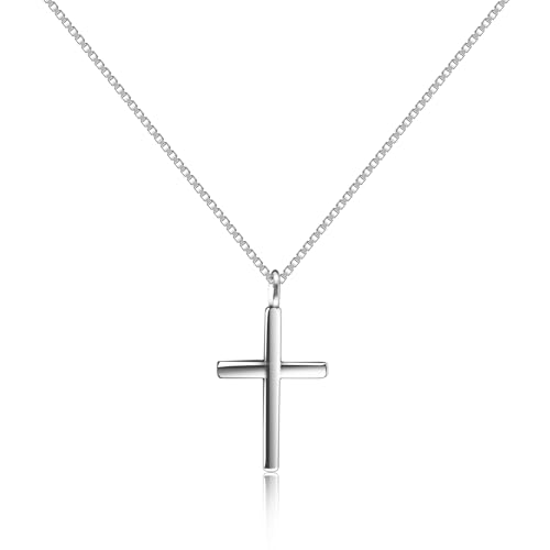 Kreuz Halskette Sterling Silber Damen Halskette Silber 925 mit Anhänger Verstellbar Kettenlänge 45cm Hypoallergene Schmuck Geschenke für Frauen Männer Freundin Mutter von ZLLkeji