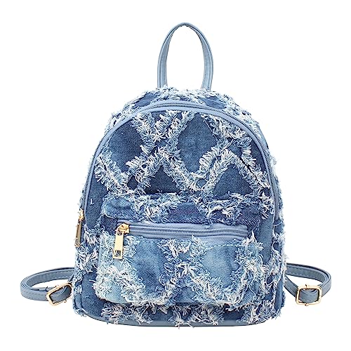 ZLM BAG US Kleiner Damen-Denim-Rucksack, gesteppt, Distressed Daypack, lässig, leicht, Jeans, Rucksack, Schultertasche, Blau, Einheitsgröße, Classic ZLM BAG US Kleiner Damen-Denim-Rucksack, gesteppt, Distressed Daypack, lässig, leicht, Jeans, Rucksack, Schultertasche, Blau, Einheitsgröße, Classic von ZLM BAG US