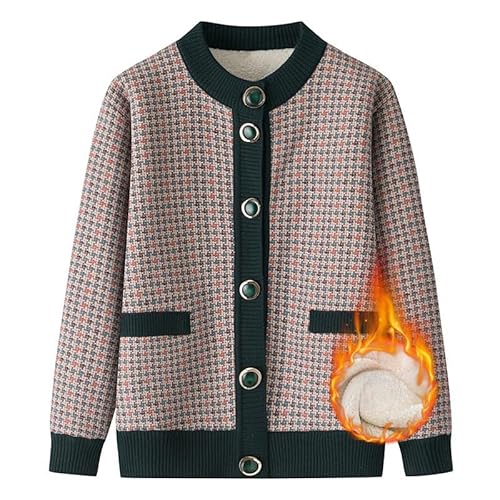 Strickjacke für Senioren Damen Strickjacke für Ältere Damen Langärmelig für Opa Offene Vorderseite Knopfleiste Warmes Sweatshirt mit Fleecefutter Kleidung für Oma und Mutter Jacke Kleidung Str von ZLONGBOW