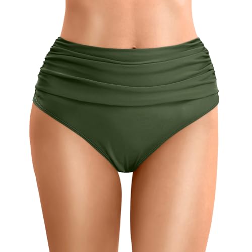 ZLQRSSWK Damen Bikinihose Retro Ruched Bauchweg Klassisch Schwarze Badehose Strandhose Grosse Grössen für Frauen Bikinis für Damen Klassisch Bequemer Bikini Slip für Strand Schwimmbad (XL) von ZLQRSSWK