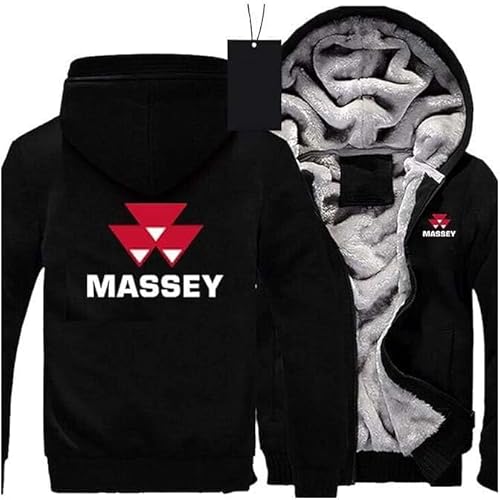 ZLQWHS Hoodie Jacke Für Herren Massey-Ferguson Drucken Dicke Warm Kapuzenjacke Herbst/Winter Langarm Kapuzenpullover Sweatjacke Mit Reißverschluss,L,Black von ZLQWHS