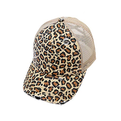 ZLSLZ Damen Mädchen Leopard Print Baseball Trucker Sport Golf Pferdeschwanz Pony Sonnenhut Kappe - Gelb - Einheitsgröße von ZLSLZ