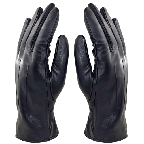 ZLUXURQ Handschuhe Herren Weichlederhandschuhe Hochwertige Winterhandschuhe aus Lammfellleder mit Kaschmirfutter Schwarz von ZLUXURQ
