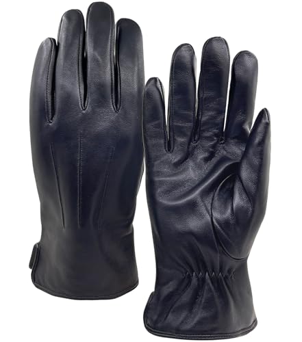 ZLUXURQ Herren Handschuhe aus weichem Leder mit Wollfutter, hochwertige Winterhandschuhe aus Lammleder von ZLUXURQ