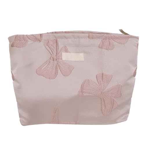 Frauen Make -up -Beutel Bowknoten große Kapazität Reißverschluss Kosmetikbeutel Reisen Gebrauch (Hellviolett) von ZLXCAOB