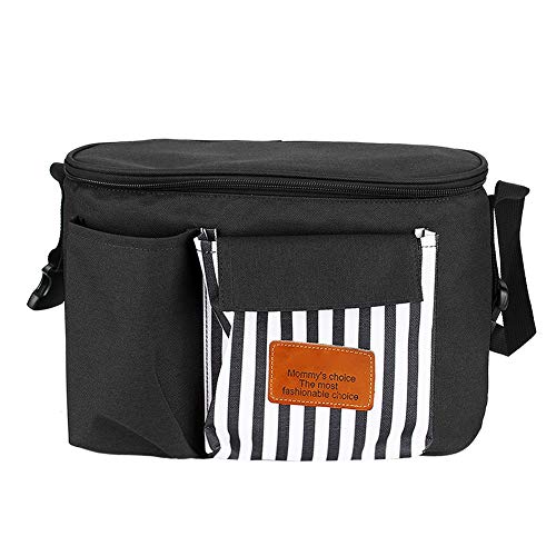 ZLXCAOB Baby Kinderwagen wasserdichtem Hangbeutel Multifunktionales Oxford -Stoff Mama -Beutel Wickelbeutel (Schwarz) von ZLXCAOB