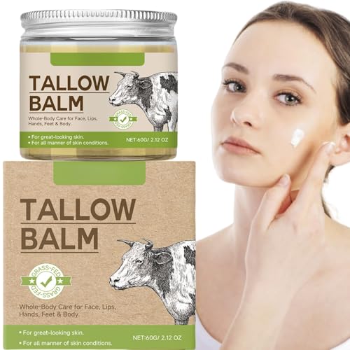 Beef Tallow Skin Care,60g Rindfleisch Talg,Tallow Balm,Gesichtsfeuchtigkeitscreme für Frauen,Gesichtsfeuchtigkeitscreme-Creme,Beef Tallow Cream,Rindfleisch Talg Hautpflege von ZLXFT
