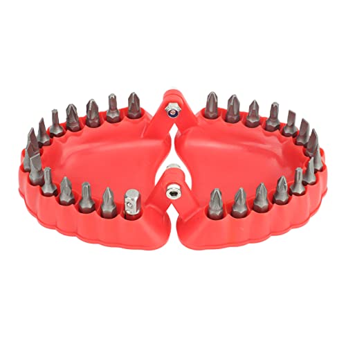 Denture Bit Holder, 28 Hole Screwdriver Holder, Denture Bit Organizer with 3D Engraving Design for Workshop Desktop Accessories Red, Bits Not Included (With Bits) von ZLXHDL