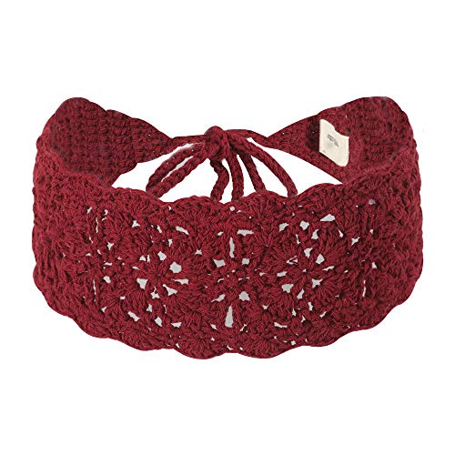 Damen Gestrickt Stirnband Mädchen Retro Breit Strick Haarband (Einfach Burgund),Gr.Einheitsgröße von ZLYC