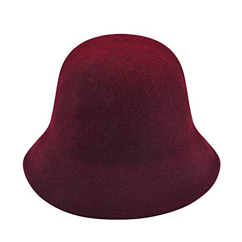 Damen Winter Kuppel Wolle Fischerhüte England Stricken Warm Solide Fedora (Rot),Einheitsgröße von ZLYC