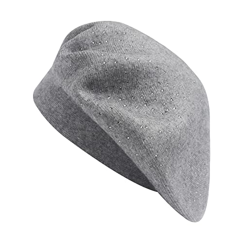 ZLYC Damen Wolle Baskenmütze Klassische Französischen Barett Warm Beret Mütze (Grau),Einheitsgröße von ZLYC