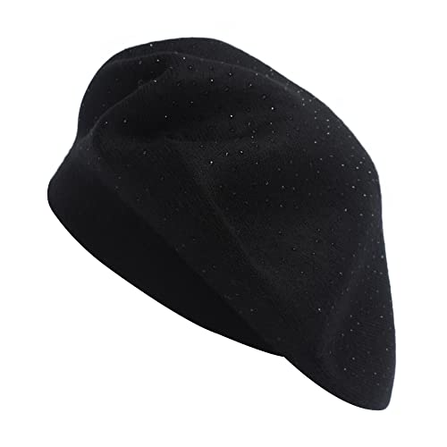 ZLYC Damen Wolle Baskenmütze Klassische Französischen Barett Warm Beret Mütze (Schwarz),Einheitsgröße von ZLYC