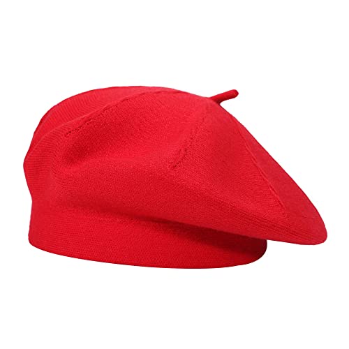 ZLYC Damen Baskenmütze Klassische Französischen Barett Einfarbig Warm Beret (Twist Rot),Einheitsgröße von ZLYC