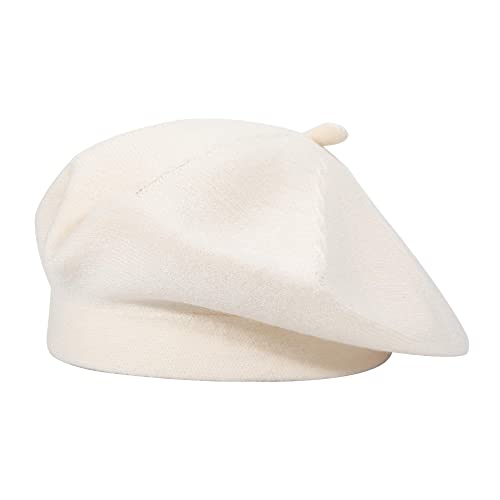 ZLYC Damen Baskenmütze Klassische Französischen Barett Einfarbig Warm Beret (Twist Weiß),Einheitsgröße von ZLYC