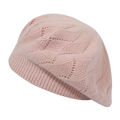 ZLYC Damen Baskenmütze Klassische Französischen Barett Einfarbig Warm Beret(Einfarbiges Rosa) von ZLYC