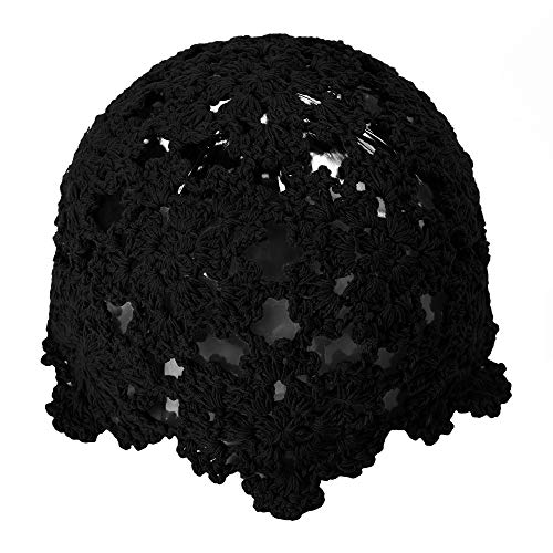 ZLYC Damen Cotton Crochet Skull Cap Beanie-Mütze, Schwarz, One Size von ZLYC