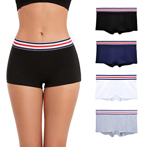 ZLYC Damen Baumwolle Panties Komfort Boxershorts Unterwäsche((4 Pack Sortiert),S) von ZLYC