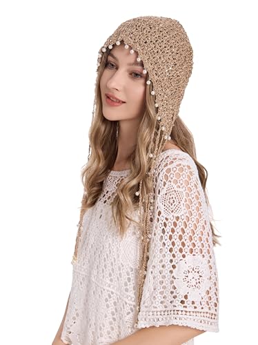 ZLYC Damen Baumwolle Slouchy Beanie Handgestrickte Strickmützen mit Quaste(Einfarbig Khaki),Einheitsgröße von ZLYC