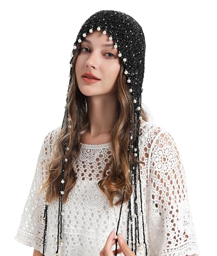 ZLYC Damen Baumwolle Slouchy Beanie Handgestrickte Strickmützen mit Quaste(Einfarbig Schwarz),Einheitsgröße von ZLYC